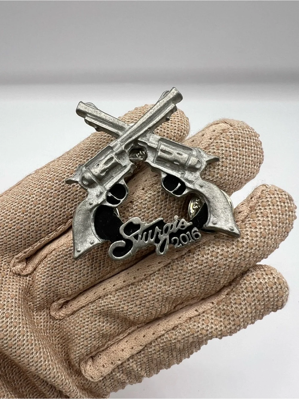 Official Sturgis 2016 Motorcycle Rally Crossed Pistols Hat Lapel Pin